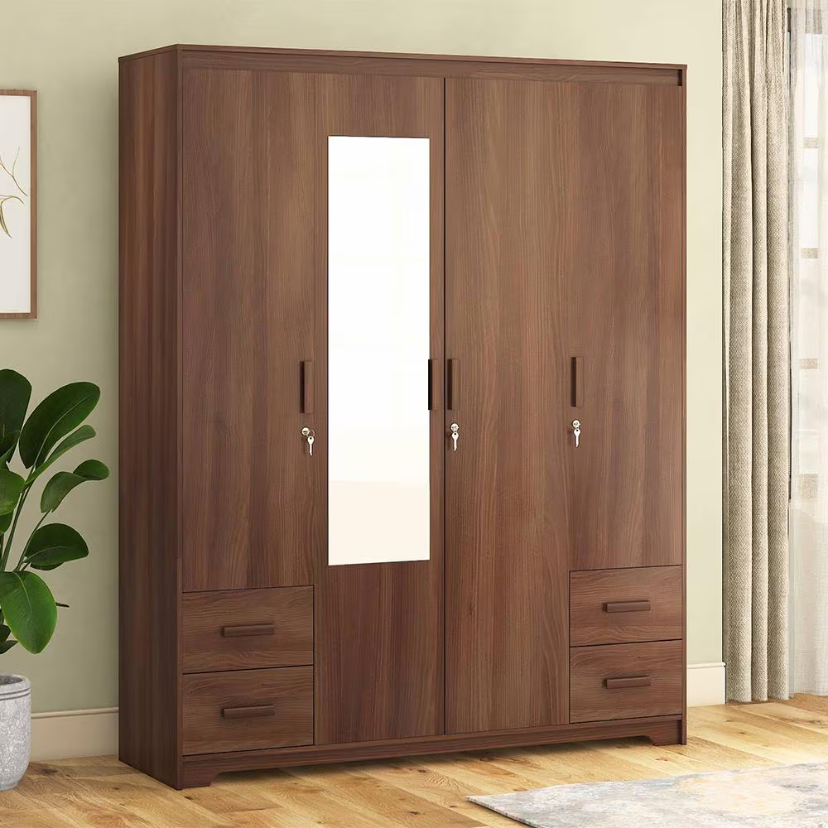 4 Door Wardrobe with Mirror
